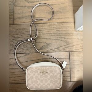 Coach Cream and Tan Crossbody Bag